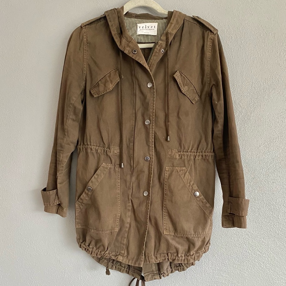 Velvet by Graham & Spencer Womens Jacket XS Utility Military Hooded Oversized